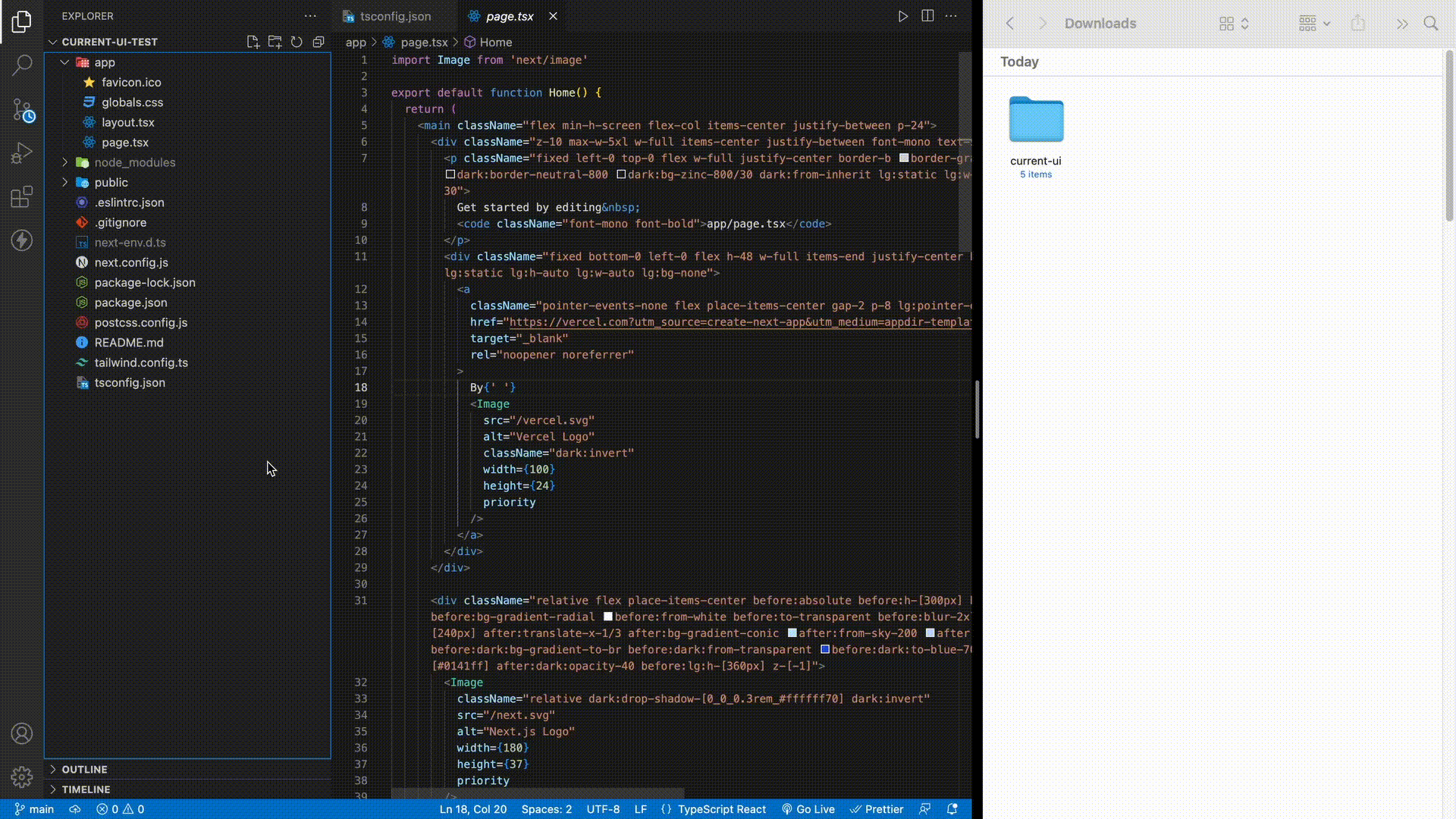 desktop screen recording showing a components folder dragged into VS code